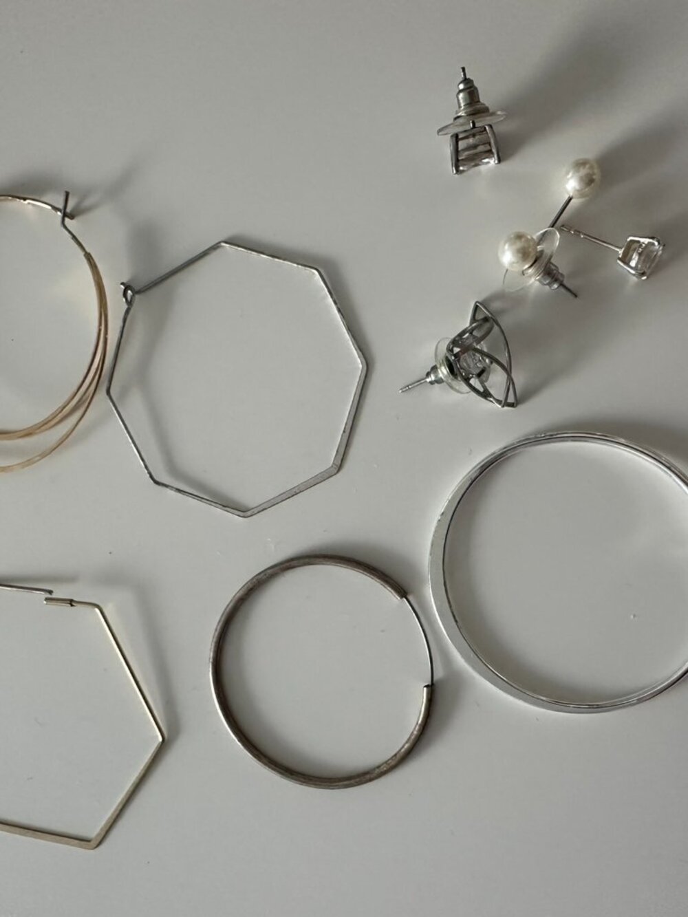 Set of 11 Gold / Silver / Cubic Zirconia Hoop and Set Earrings Set
